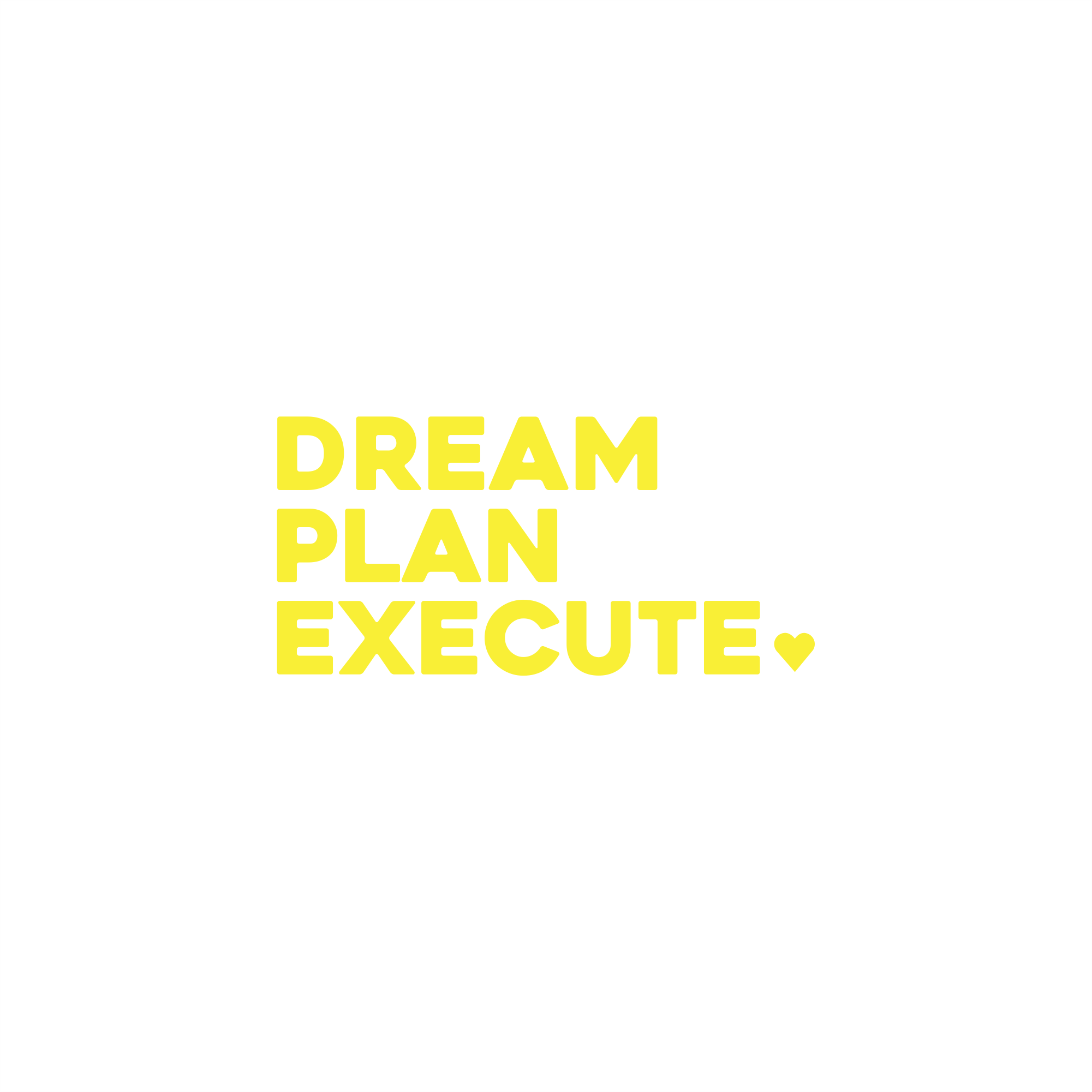 dream, plan, execute positive affirmation sticker in Yellow – vinyl waterproof sticker